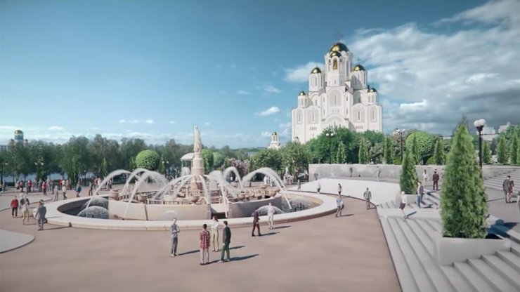 В Екатеринбурге представили проект храма в сквере с озеленением и благоустройством
