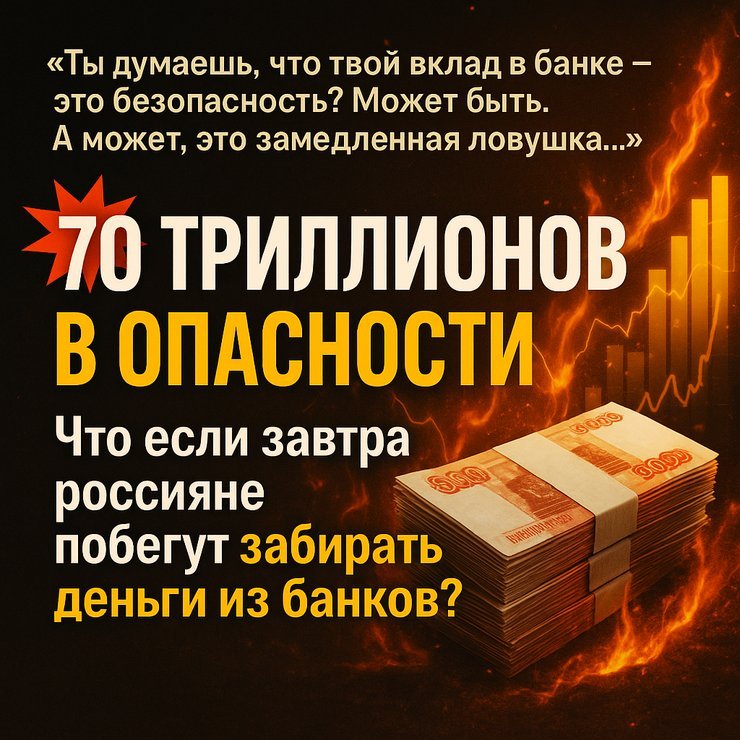 💥 70 триллионов в опасности. Что если завтра россияне побегут забирать деньги из банков?