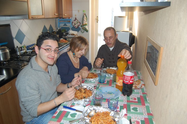 Кристиан со своими родителями в Милане
